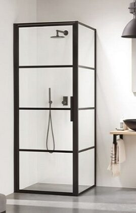 Douchewanden in de showroom van Van den Hoek