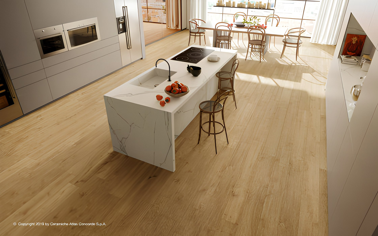 Keuken met Heartwood houtlook vloer
