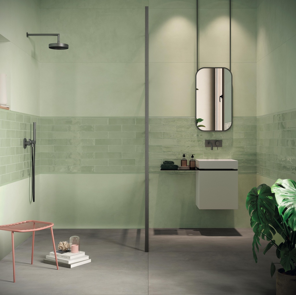 Badkamer met Factor Volcano en Forest